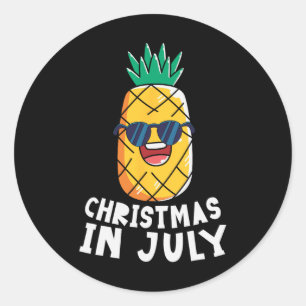 Christmas In July Shirt Funny Pineapple Summer Xma Classic Round Sticker