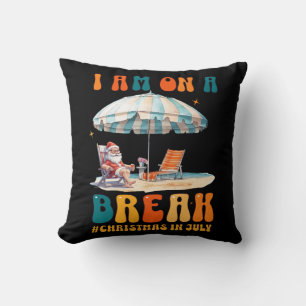Christmas In July Shirt Funny Santa Summer Beach Throw Pillow
