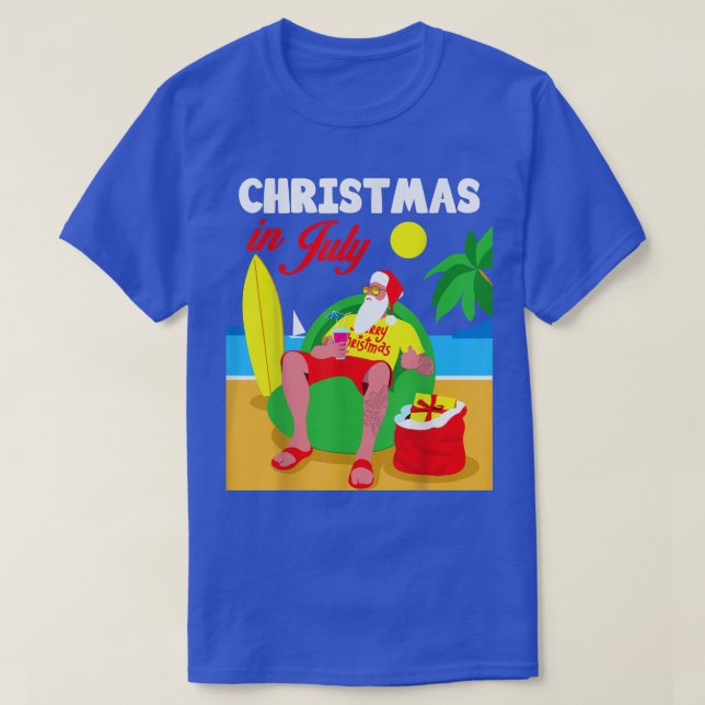 Christmas In July Shirt Funny Santa Summer Beach V (Design Front)