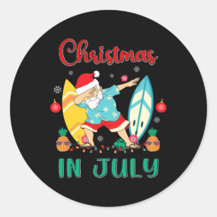 Christmas In July Shirt Funny Santa Summer Beach V Classic Round Sticker