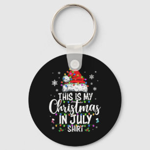 Christmas In July Shirt Santa Hat Summer Beach Vac Keychain