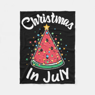 Christmas In July Shirt Watermelon Christmas Tree Fleece Blanket