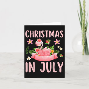 Christmas In July Shirts For Women Pink Flamingo  Card