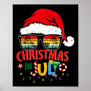 Christmas In July Shirts Men Women Kids Santa Hat Poster