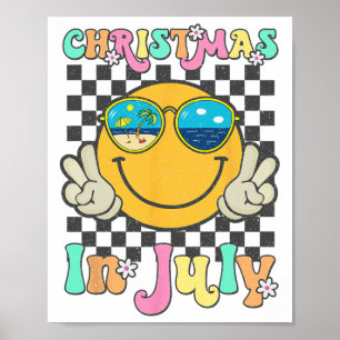 Christmas In July Smile Face Summer Beach Vacation Poster