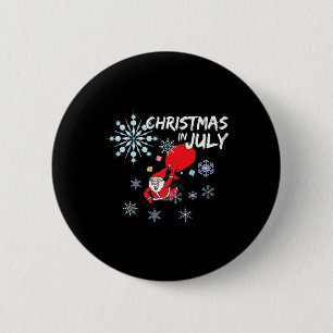 Christmas In July Snowflake Santa T Shirt - Skydiv 2 Inch Round Button