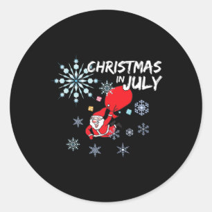 Christmas In July Snowflake Santa T Shirt - Skydiv Classic Round Sticker