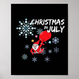 Christmas In July Snowflake Santa T Shirt - Skydiv Poster