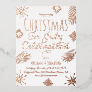 Christmas In July Snowflakes Foil Pressed Holiday Postcard