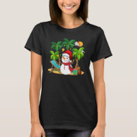 Christmas In July Snowman On Palm Tree Tropical Be