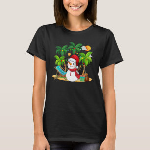 Christmas In July Snowman On Palm Tree Tropical Be T-Shirt