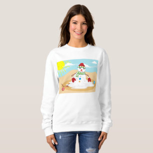 christmas in july snowman womens sweatshirt