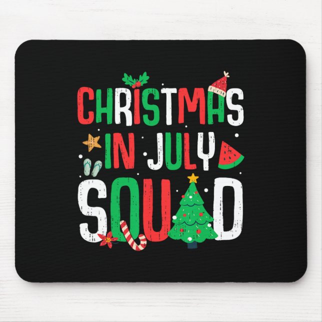 Christmas In July Squad Funny Summer Beach Vacatio Mouse Pad (Front)
