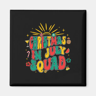 Christmas In July Squad Groovy Retro Beach Summer Magnet