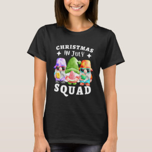 Christmas In July Squad Santa With Gnomes  Summer  T-Shirt
