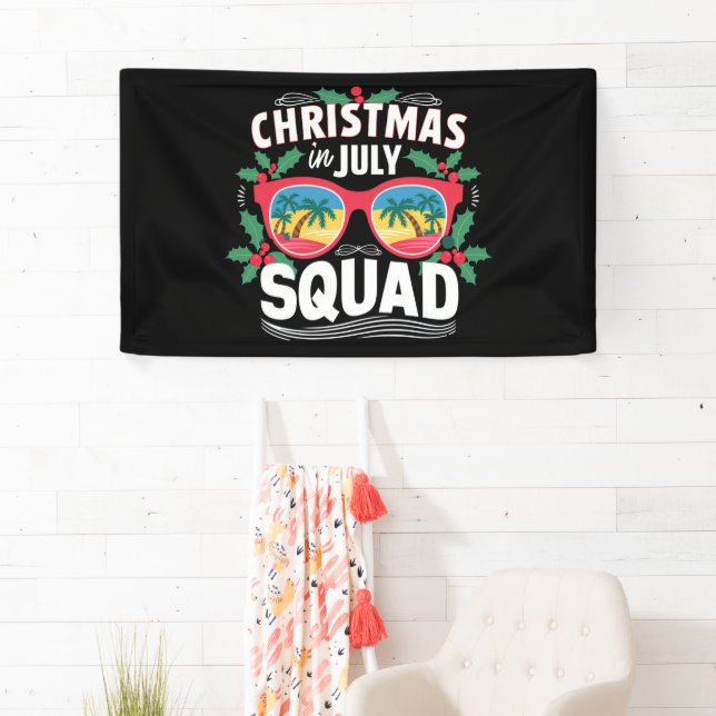 Christmas In July Squad Sunglasses Summer Beach Banner (Insitu)