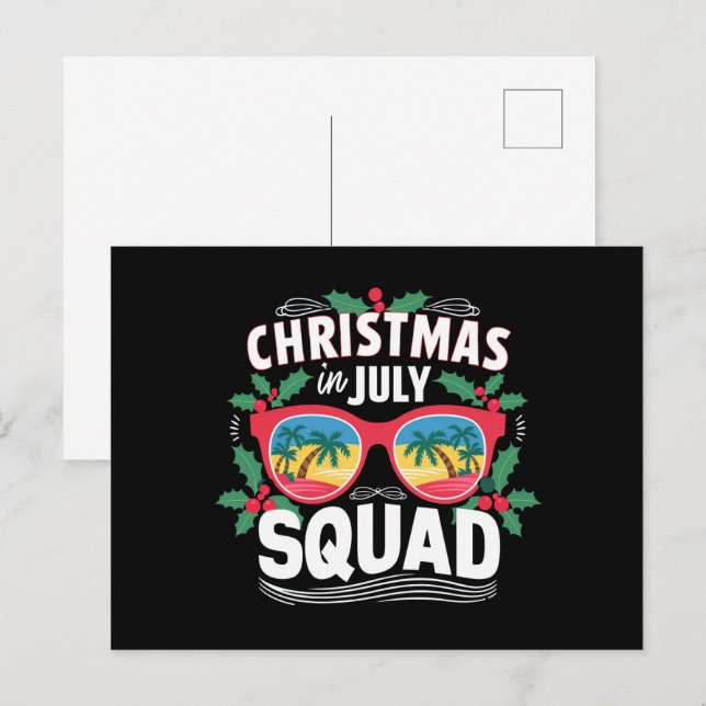 Christmas In July Squad Sunglasses Summer Beach Postcard (Front/Back)