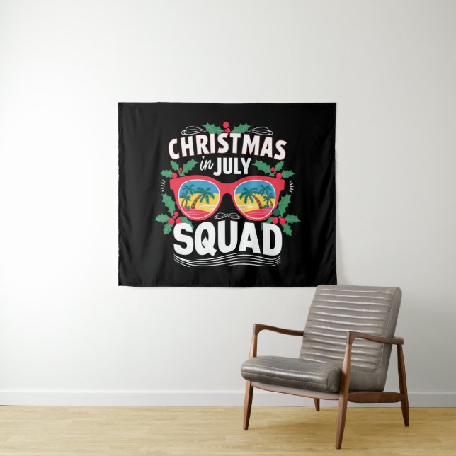 Christmas In July Squad Sunglasses Summer Beach Tapestry (In Situ (Horizontal))