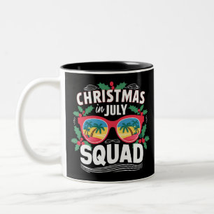 Christmas In July Squad Sunglasses Summer Beach Two-Tone Coffee Mug