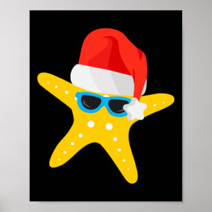 Christmas In July Star Santa Hat Poster