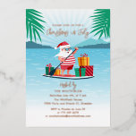 Christmas in July Summer BBQ Beach Party Rose Gold Foil Holiday Card<br><div class="desc">Cool,  fun,  bright Christmas in July summer party invitation for friends and family to celebrate your mid year summer family parties or delayed Christmas. Customize this card by clicking on the "Personalize" button above to change the placeholder text</div>