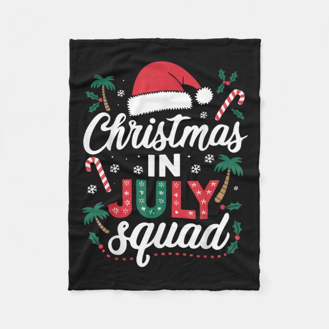 Christmas In July Summer Beach Hawaii Santa Claus  Fleece Blanket (Front)