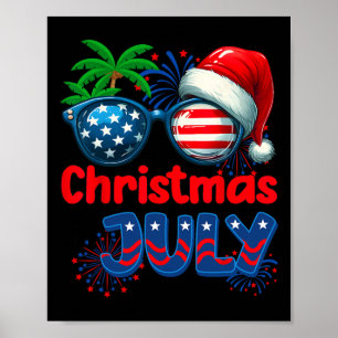 Christmas In July Summer Beach Hawaii Santa Usa Fl Poster