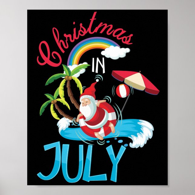 Christmas In July Summer Beach Vacation Poster (Front)