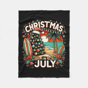 Christmas In July Summer Beach Vacation Xmas Fleece Blanket