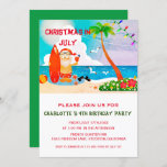 Christmas In July Summer Birthday Party Invitation<br><div class="desc">Christmas In July Summer Birthday Party Invitation features watercolor blue beach scene, Santa Claus, string lights and invitation text template.A perfect design for summer birthday party for any age group be it kid or adult.Please click on personalize button to customize it with your own text.Kindly visit my store " loveyouart"...</div>