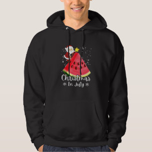 Christmas In July Summer Christmas Santa Watermelo Hoodie