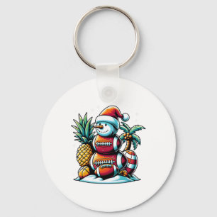 Christmas In July Summer Footll Snowman Funny Chri Keychain
