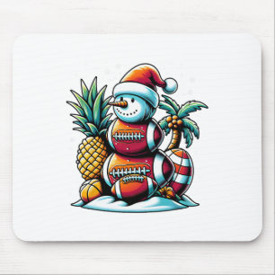 Christmas In July Summer Footll Snowman Funny Chri Mouse Pad