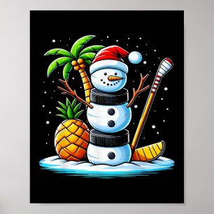 Christmas In July Summer Hockey Snowman Funny Chri Poster