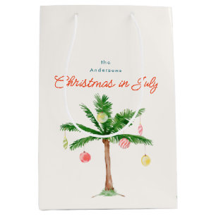 Christmas in July Summer Palm Tree with Ornaments Medium Gift Bag