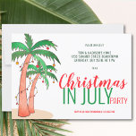 Christmas in July Summer Party Invitation<br><div class="desc">Let's celebrate Christmas in July with a party!
Invite family and friends to your Christmas-themed celebration with this fun invitation featuring hand-drawn palm trees decorated with lights and baubles.
Customize these invitations with your details and enjoy the fun!
Original Watercolor © Michele Davies.</div>