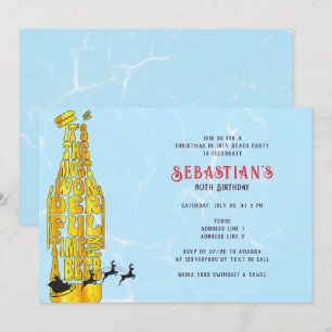 Christmas in July Summer Santa Beer & BBQ Birthday Invitation