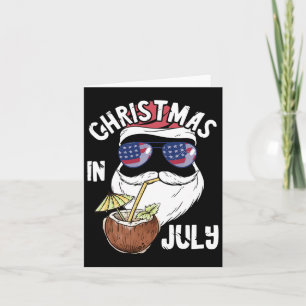 Christmas In July Summer Santa Hawaiin Coconut Dri Card