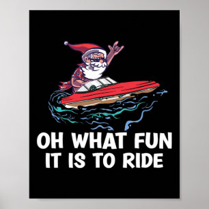 Christmas In July Summer Santa On Beach Boating Poster