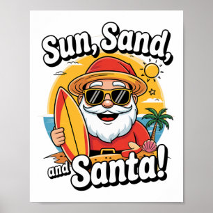 Christmas In July Summer Santa Vacation Tropical X Poster