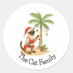 Christmas in July Summer themed for Cat Lovers Classic Round Sticker