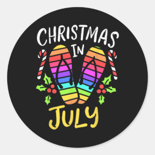 Christmas In July Summer Vacation Classic Round Sticker