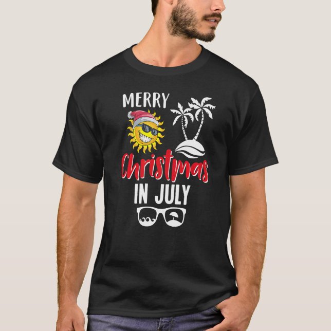 Christmas In July Sun  Summer  Xmas Santa T-Shirt (Front)