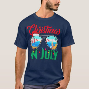Christmas in July Sunglasses, hats, Santa beach  T-Shirt
