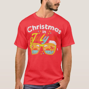 Christmas In July Sunglasses Santa Beach Summer Su T-Shirt