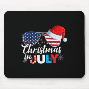 Christmas In July Sungles American Flag 4th Of Jul Mouse Pad