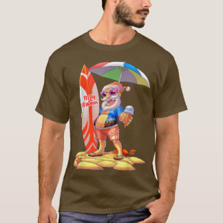 Christmas in July Surfer Santa Hawaiian Family Mat T-Shirt