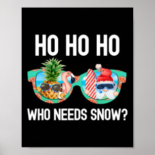 Christmas In July Surfing Funny Santa Summer Beach Poster