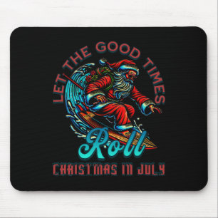 Christmas In July Surfing Santa Claus Beach Xmas S Mouse Pad
