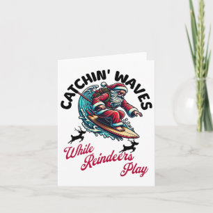 Christmas In July Surfing Santa Claus Summer Beach Card